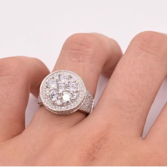 Other - Men’s Solid Silver White Gold Diamond Ring NEW
